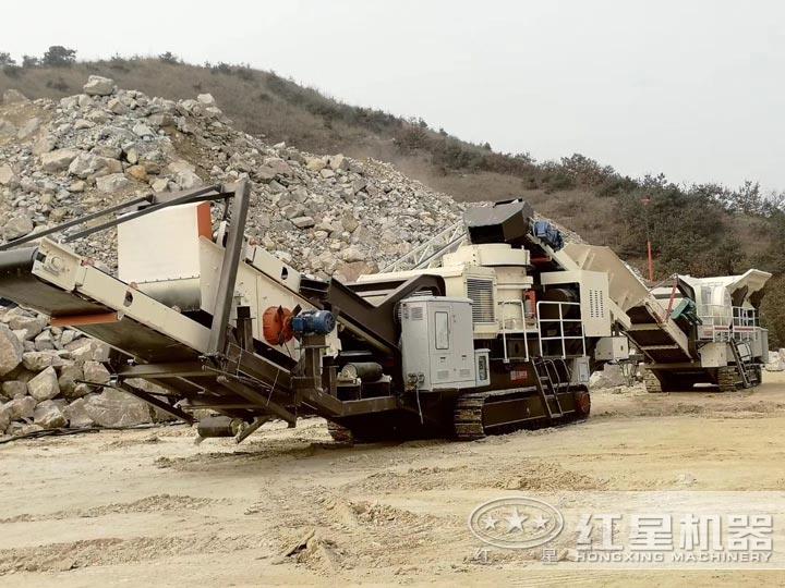 移動式建筑垃圾破碎機現(xiàn)場實拍圖